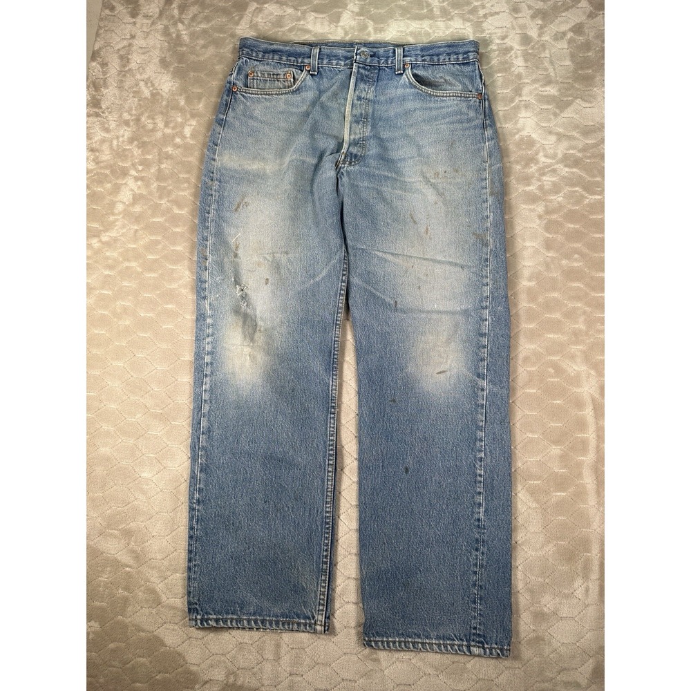 VTG Levis 501 Blue Jeans Tag 38x30 Fits 35x29 Made In USA Button Fly Denim 1993